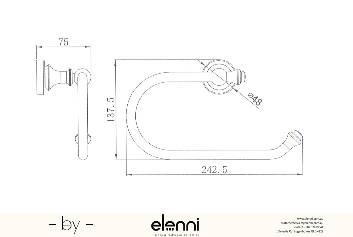 Medoc Towel Holder - Elenni Kiri specification drawing