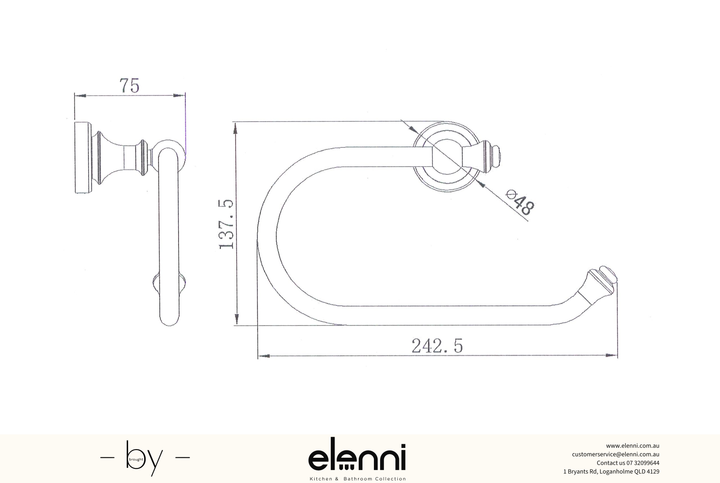 Medoc Towel Holder - Elenni Kiri specification drawing