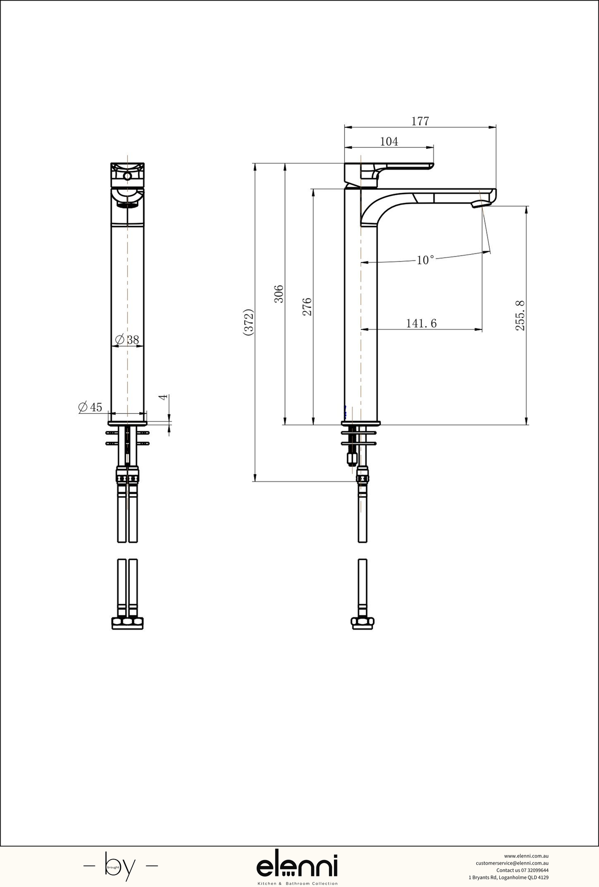 Nova High Rise Basin Mixer Spec (Kiri)