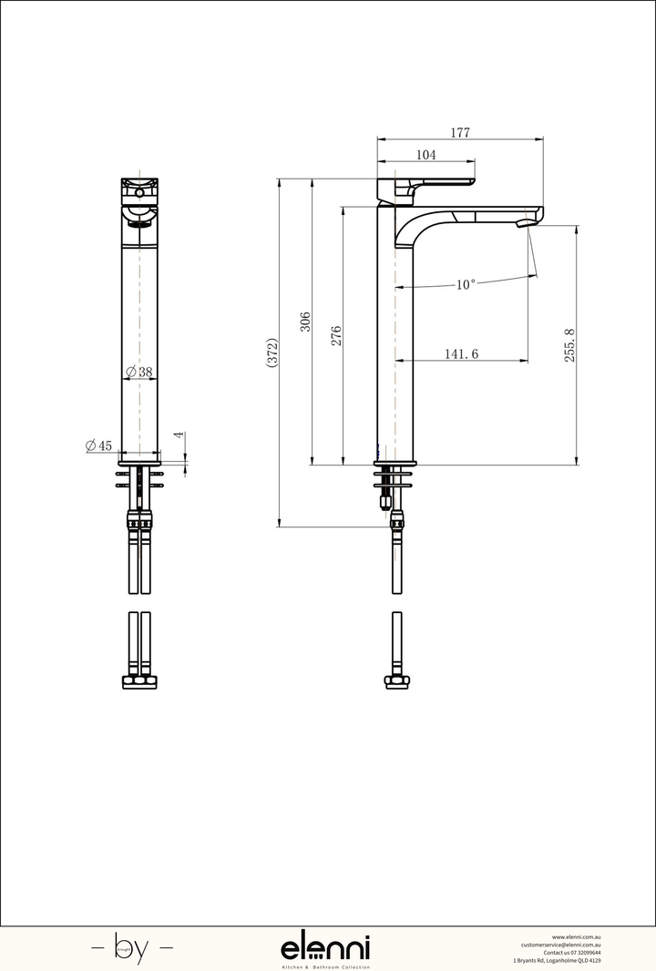 Nova High Rise Basin Mixer Spec (Kiri)