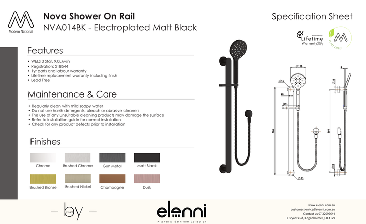 Nova Shower on Rail Spec (Kiri)