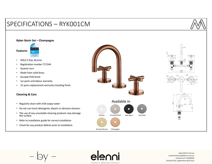 Ryker Basin Set 1/4 Turn Spec (Kiri)