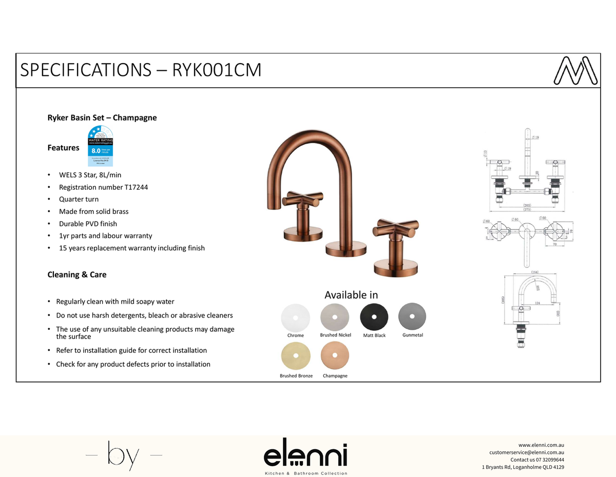 Ryker Basin Set 1/4 Turn Spec (Kiri)