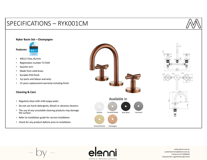 Ryker Basin Set 1/4 Turn Spec (Kiri)