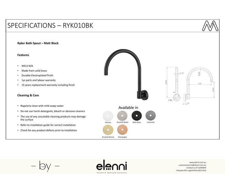 Ryker Bath Spout Spec (Kiri)