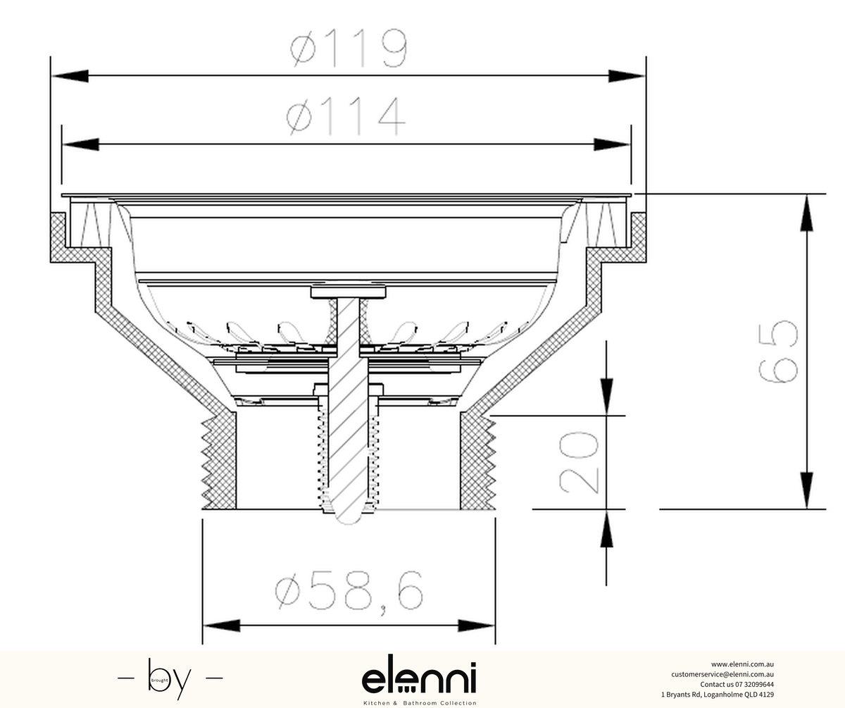 Sink Drainer - Stainless Steel - Elenni specification sheet