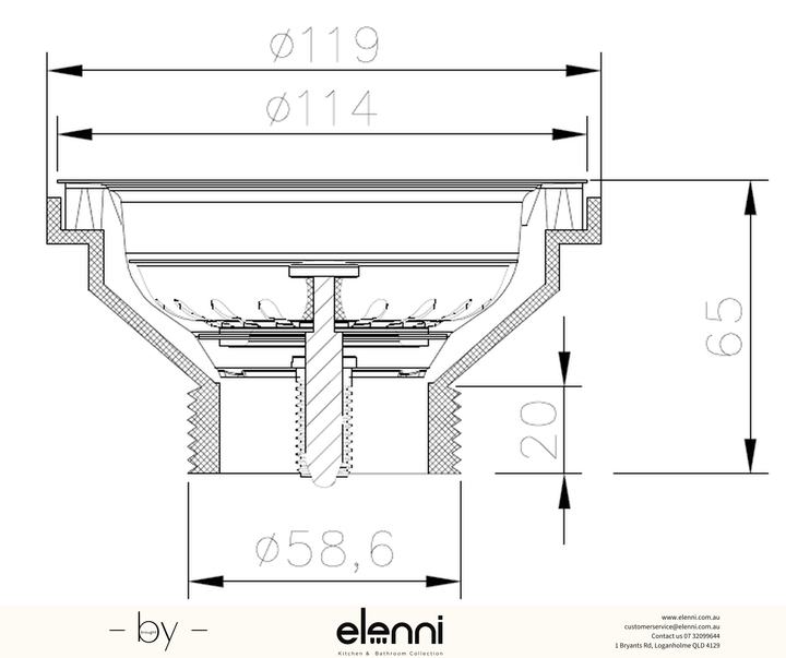 Sink Drainer - Stainless Steel - Elenni specification sheet