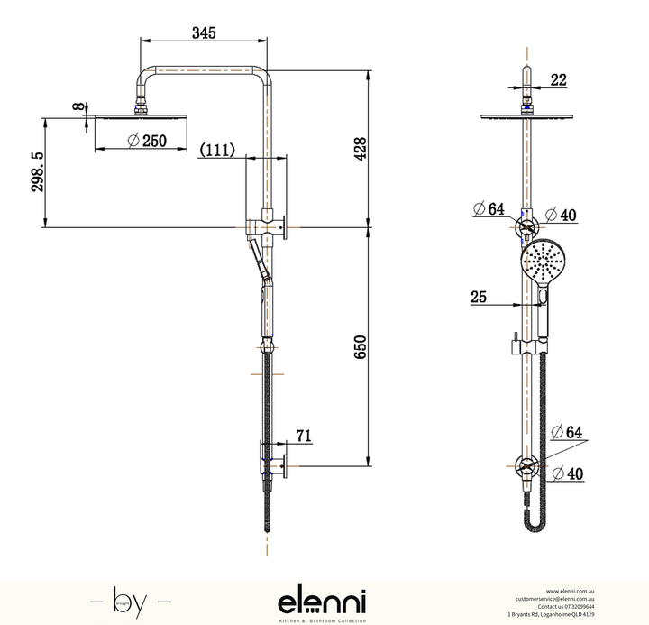 Star Luxury Shower Column Set - Elenni specification drawing