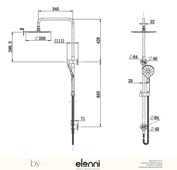 Star Luxury Shower Column Set - Elenni specification drawing