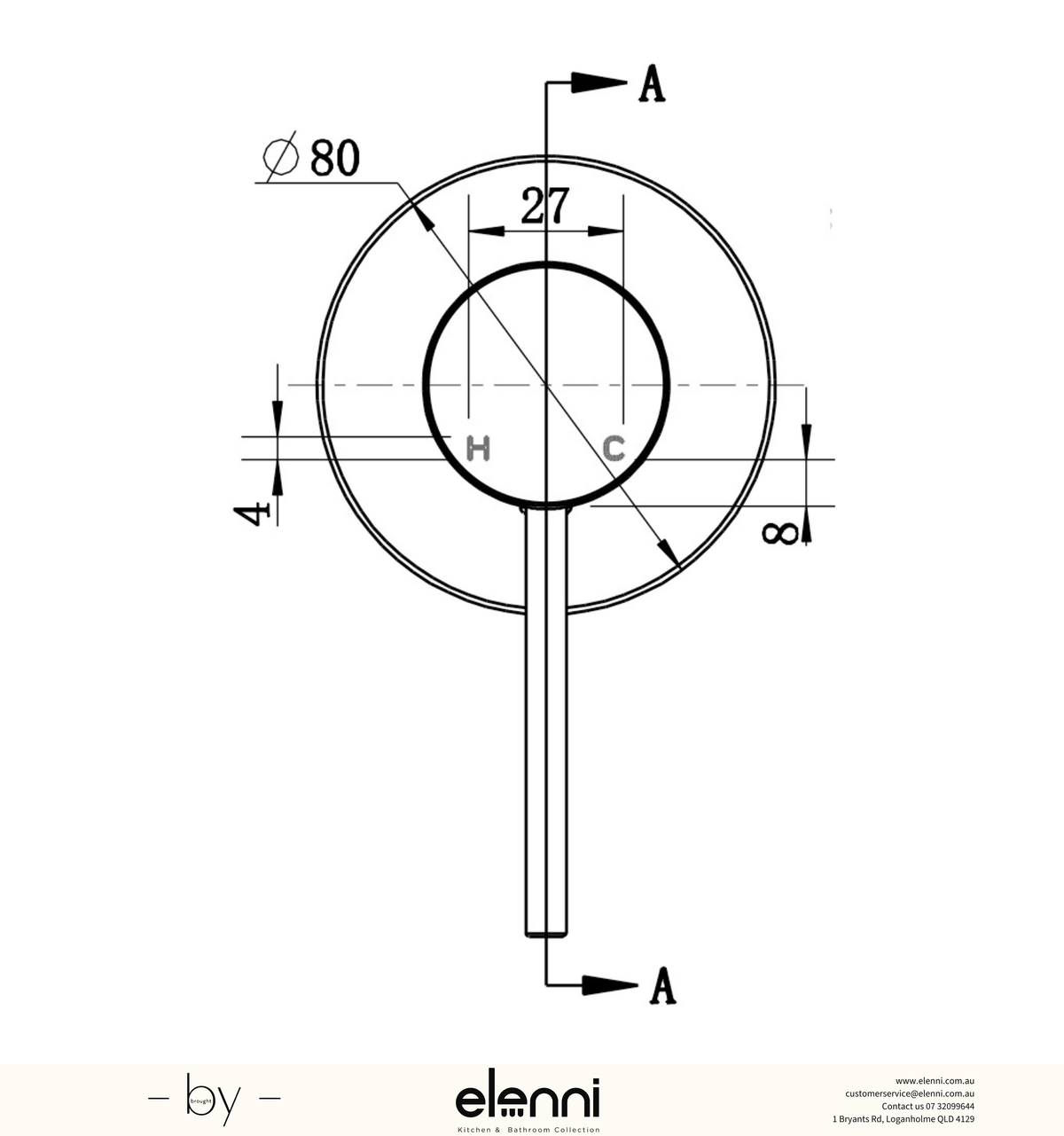 Star Mini Shower Mixer 80mm TRIM KIT Spec (Kiri)