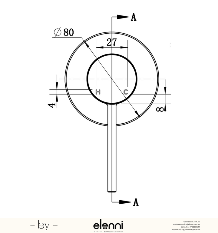 Star Mini Shower Mixer 80mm TRIM KIT Spec (Kiri)