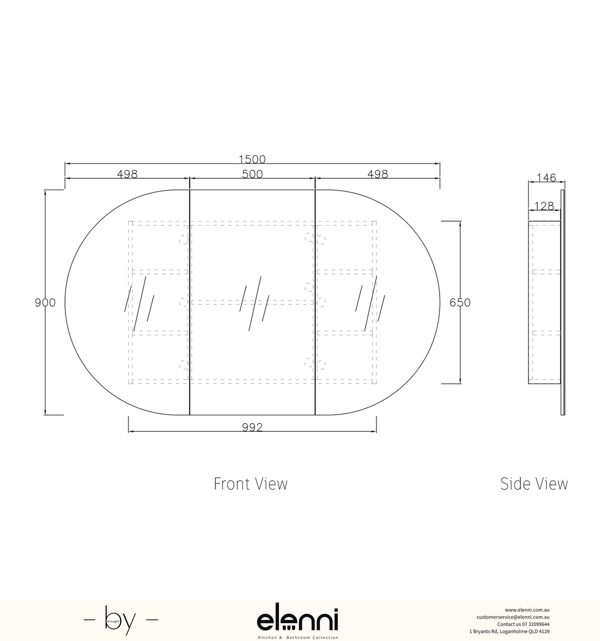 Bondi 1500x900 Natural Oak Shaving Cabinet Elenni specification sheet