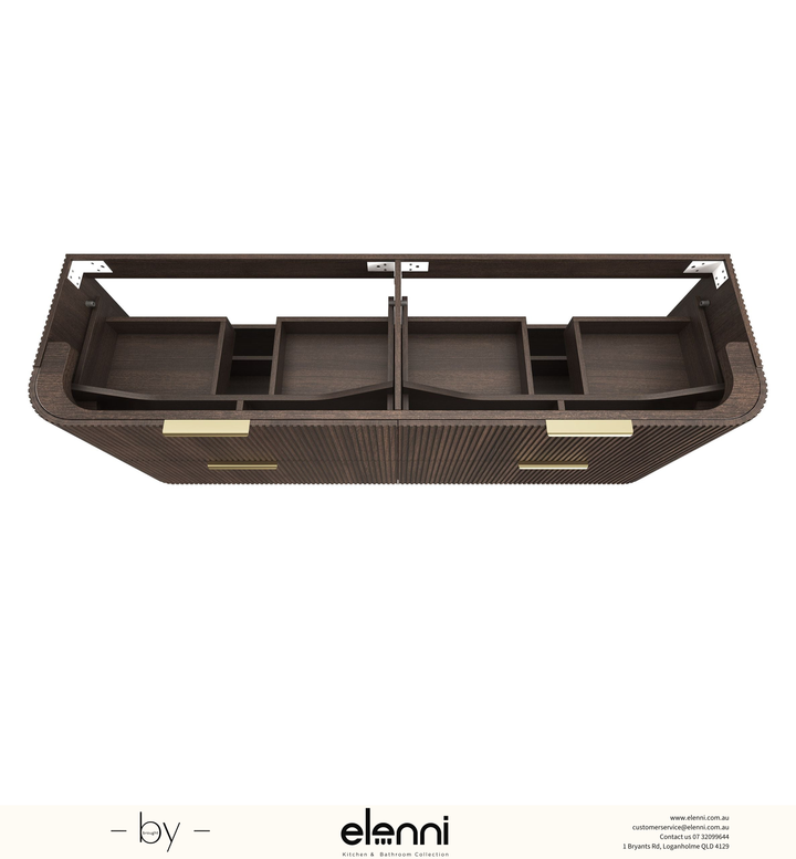 Havana Fluted 1800mm Sable Walnut Wall Hung Curve Vanity - Elenni specification drawing
