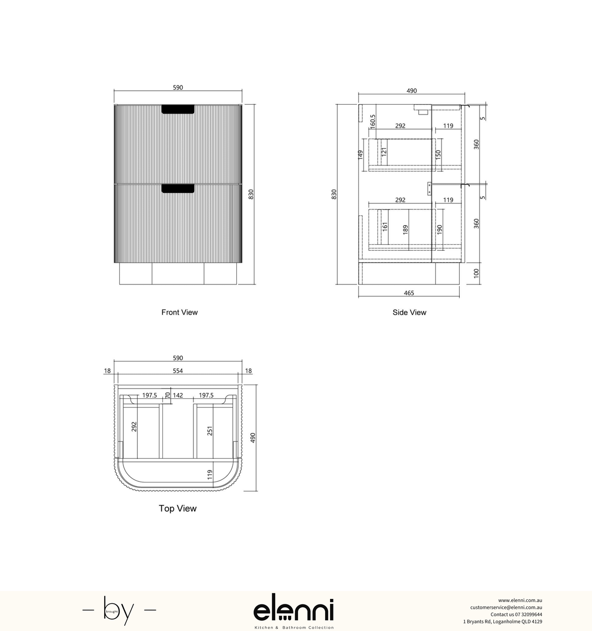 Havana Fluted 600mm Sable Walnut Floorstanding Curve Vanity - Elenni specification sheet