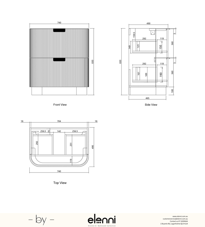 Havana Fluted 750mm Sable Walnut Floorstanding Curve Vanity - Elenni specification sheet