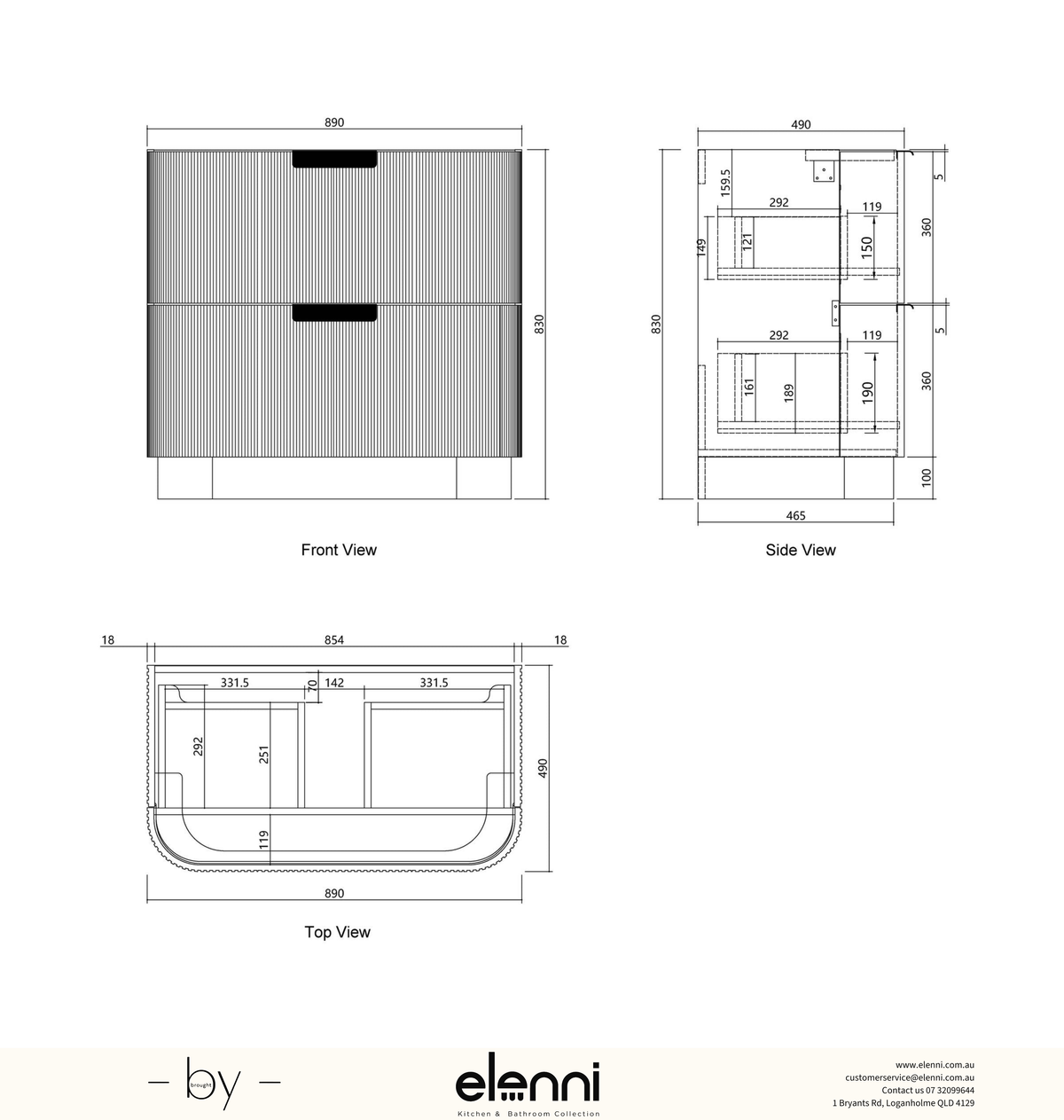 Havana Fluted 900mm Sable Walnut Floorstanding Curve Vanity - Elenni specification sheet