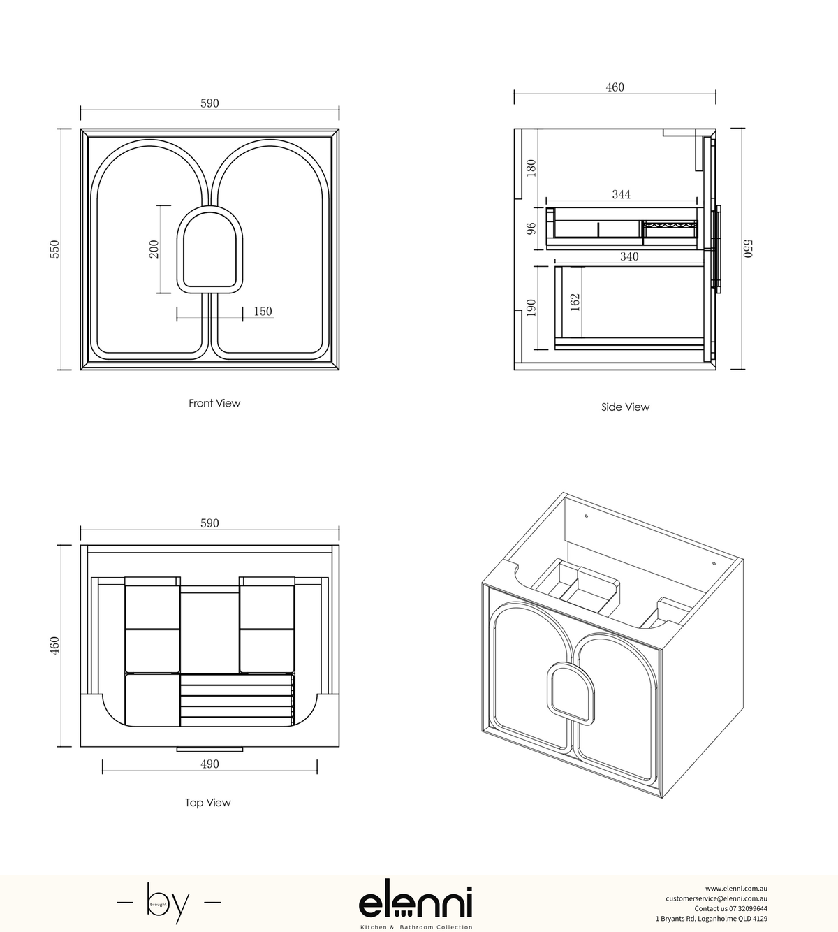 Laguna Mark II 600mm Matte White Wall Hung Vanity - Elenni specification sheet