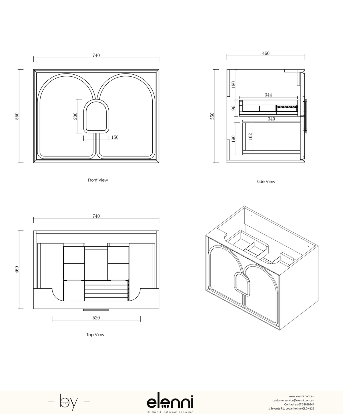 Laguna Mark II 750mm Matte White Wall Hung Vanity - Elenni specification sheet