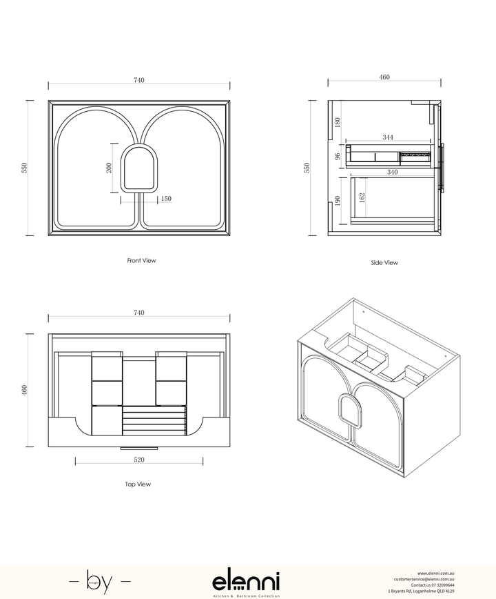 Laguna Mark II 750mm Matte White Wall Hung Vanity - Elenni specification sheet