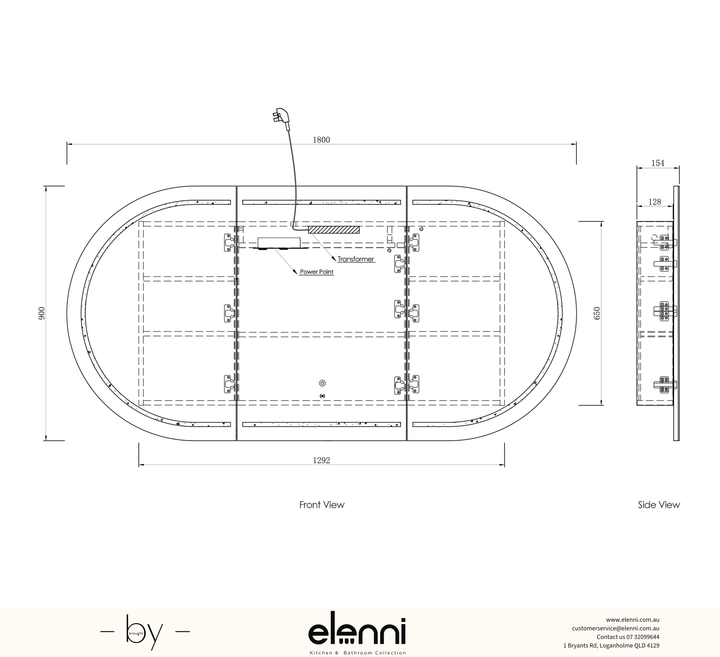 LED Bondi 1800(W)x900(H) Woodland Oak Shaving Cabinet Premium Edition Elenni specification sheet