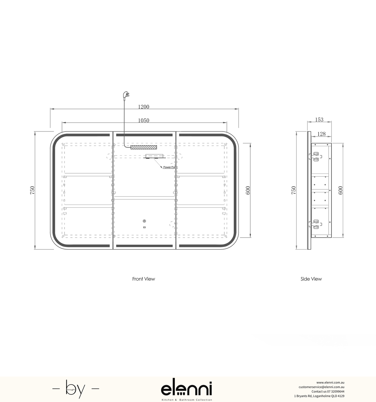 LED Newport 1200(W)x750(H) Natural Oak Shaving Cabinet Premium Edition Elenni specification sheet
