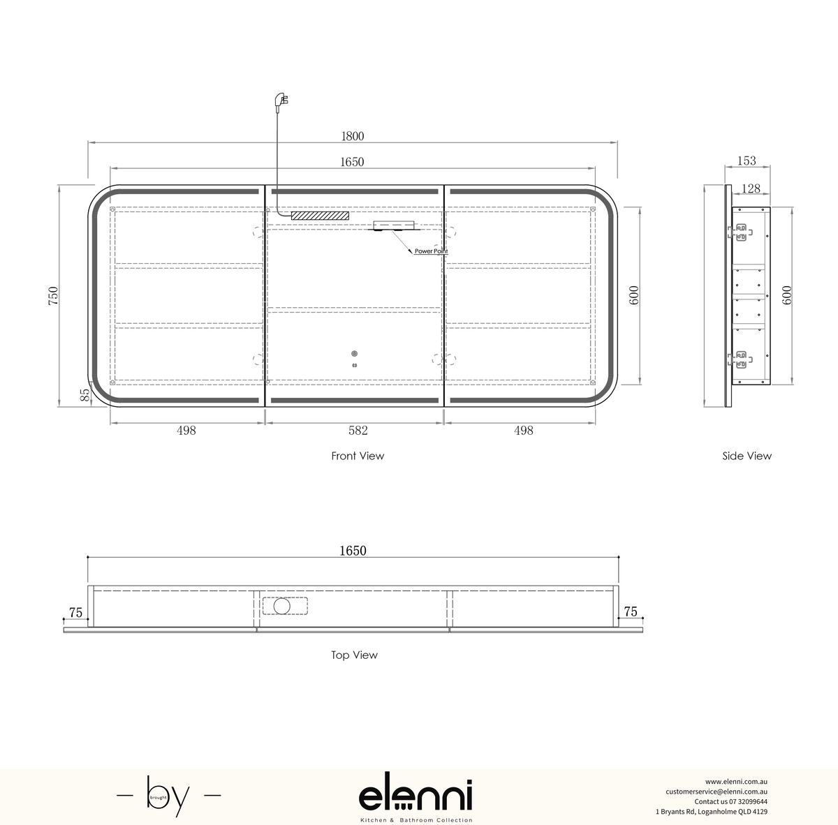 LED Newport 1800(W)x750(H) Woodland Oak Shaving Cabinet Premium Edition Elenni specification sheet