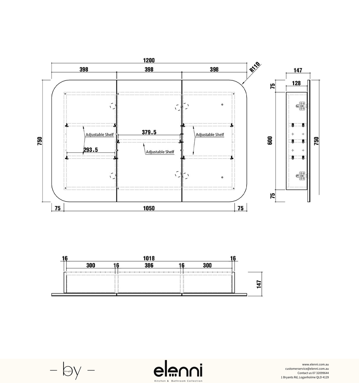 Newport 1200x750 Woodland Oak Shaving Cabinet Elenni specification drawing