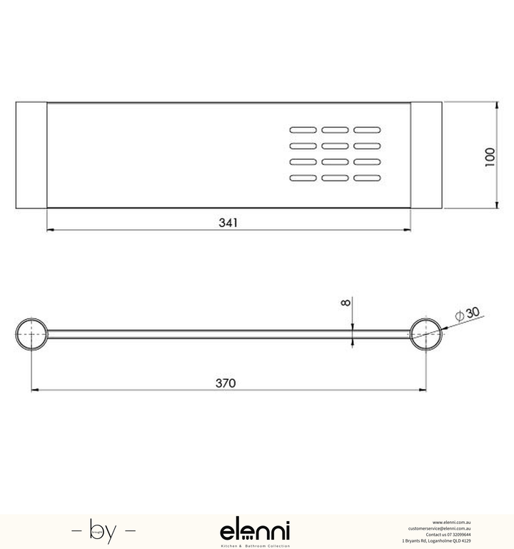 Vivid Slimline Metal Shelf - Elenni specification drawing