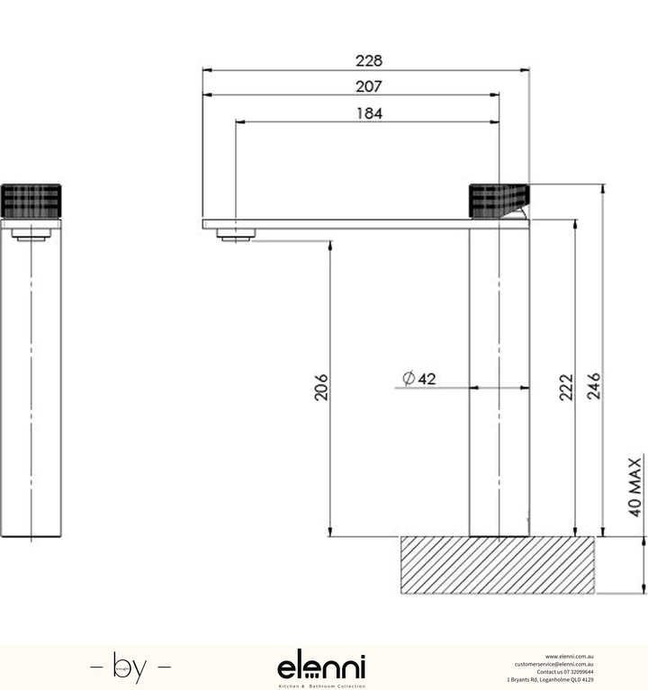 Axia Vessel Mixer - Elenni specification drawing