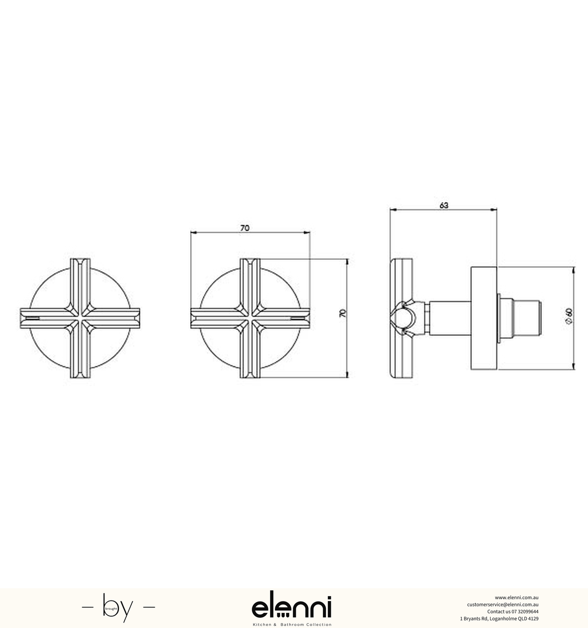 Vivid Slimline Plus Wall Top Assemblies 15mm Extended Spindles - Lead Free - Elenni specification drawing