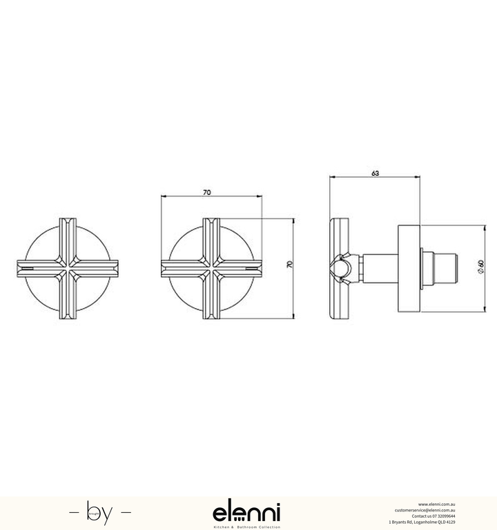 Vivid Slimline Plus Wall Top Assemblies 15mm Extended Spindles - Lead Free - Elenni specification drawing