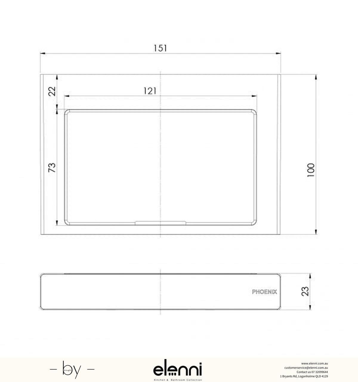 Lexi MKII Soap Dish Holder - Elenni specification drawing