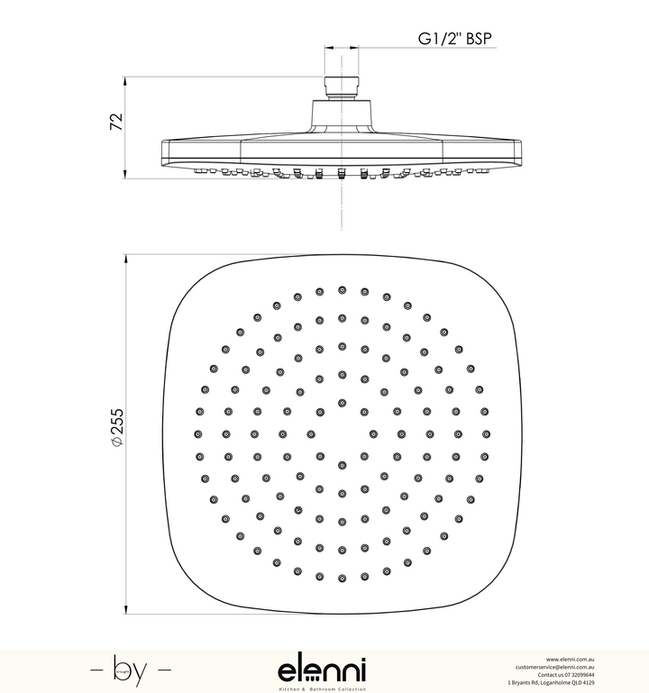 Nuage Shower Rose - Elenni specification drawing
