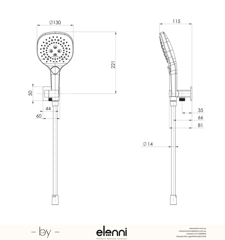 Nuage Hand Shower - Elenni specification drawing