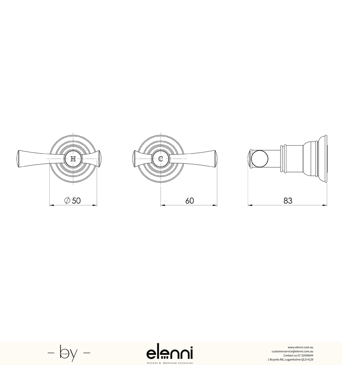 Cromford Wall Top Assemblies Bronze - Elenni specification drawing