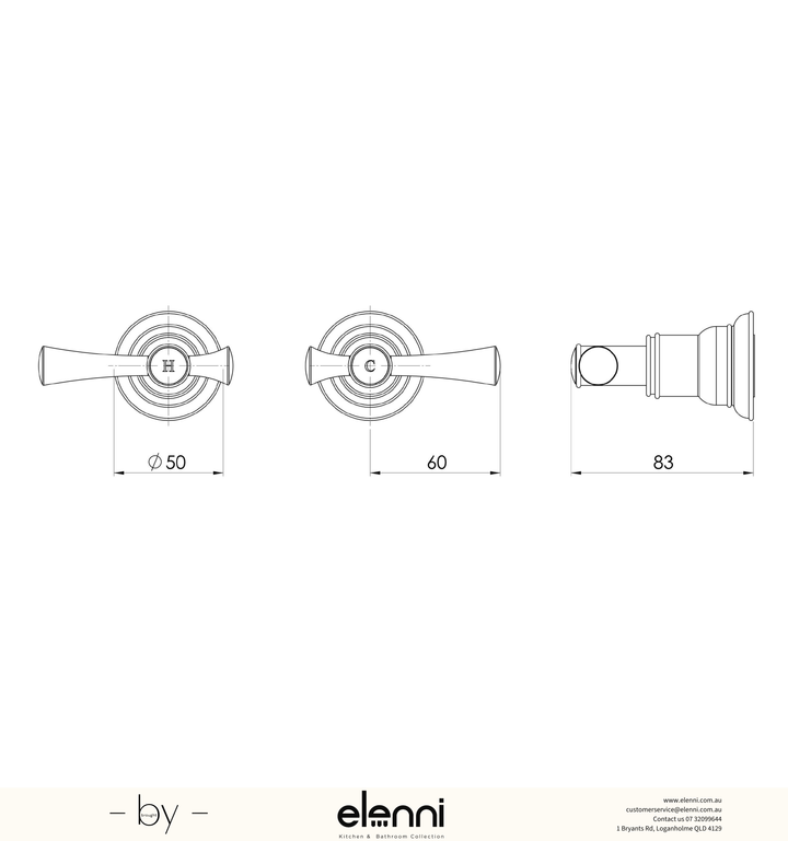 Cromford Wall Top Assemblies Bronze - Elenni specification drawing