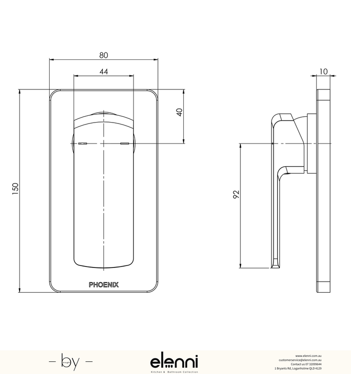 Teva Shower / Wall Mixer (Trim Kit Only) - Elenni specification drawing