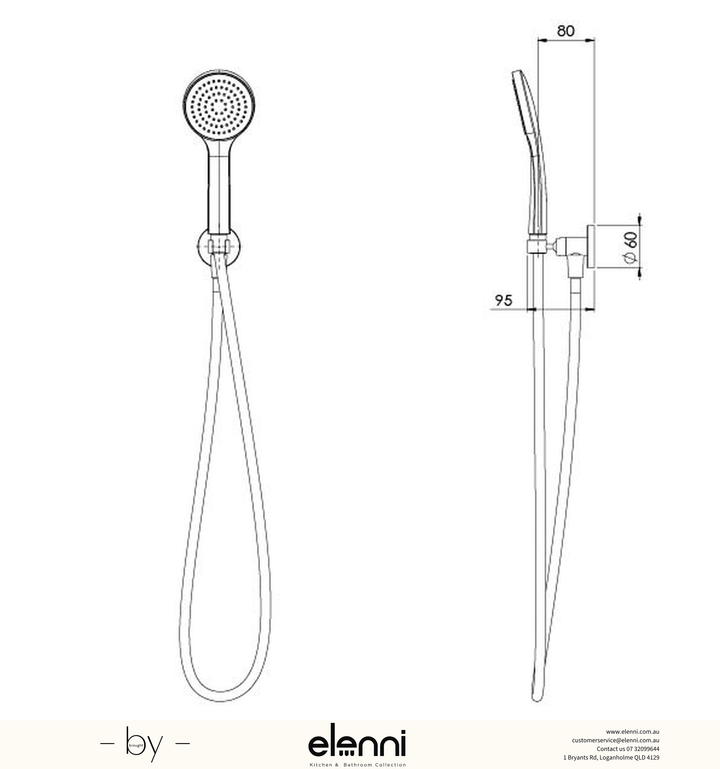 Pina Hand Shower - Elenni specification drawing