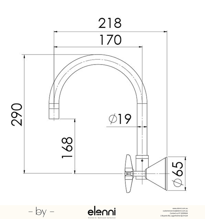 Ivy Wall Sink Set - Lead Free - Elenni specification drawing