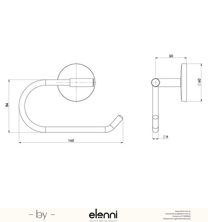 Festival Toilet Roll Holder - Elenni specification drawing