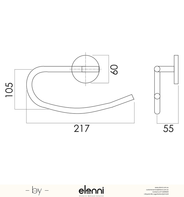 Festival Hand Towel Holder - Elenni specification drawing