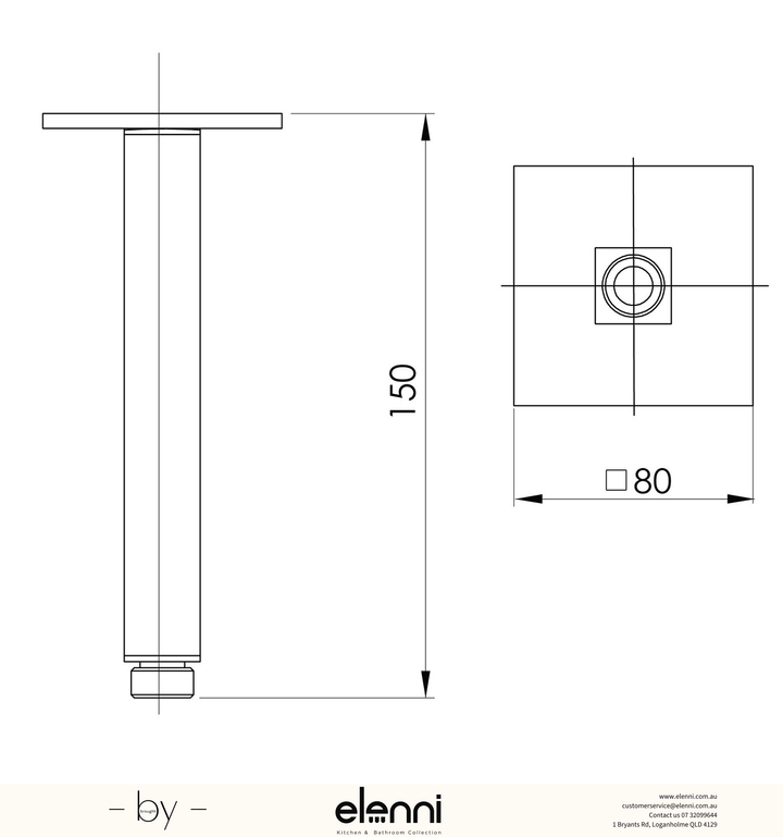 Lexi Ceiling Arm 150mm - Elenni specification drawing
