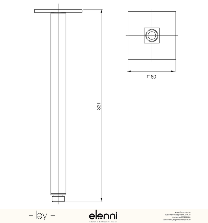 Lexi Ceiling Arm 300mm - Elenni specification drawing