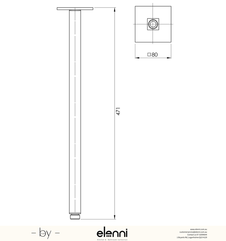 Lexi Ceiling Arm 450mm - Elenni specification drawing