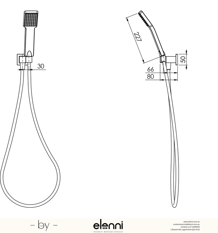 Lexi Hand Shower - Elenni specification drawing