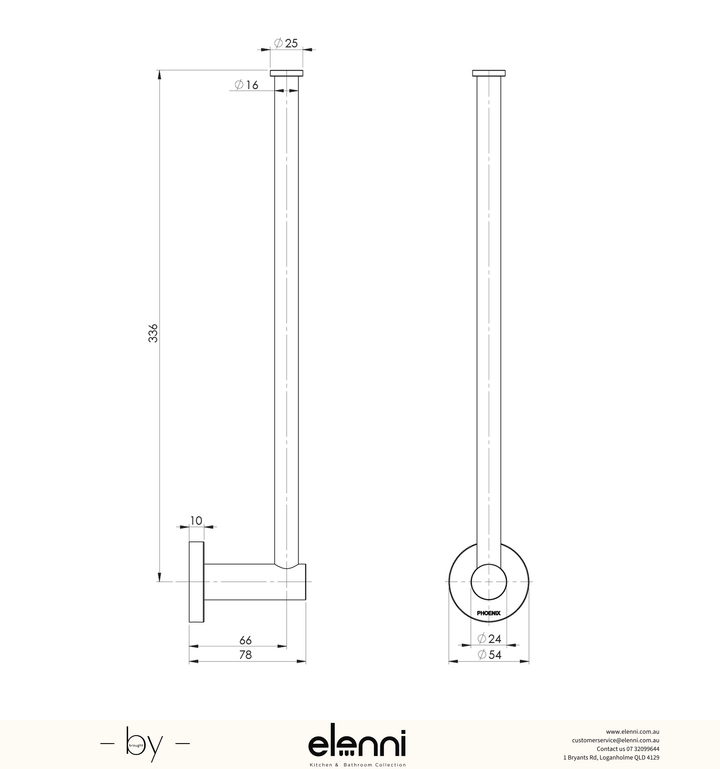 Radii Spare Toilet Roll Holder Round Plate - Elenni specification drawing