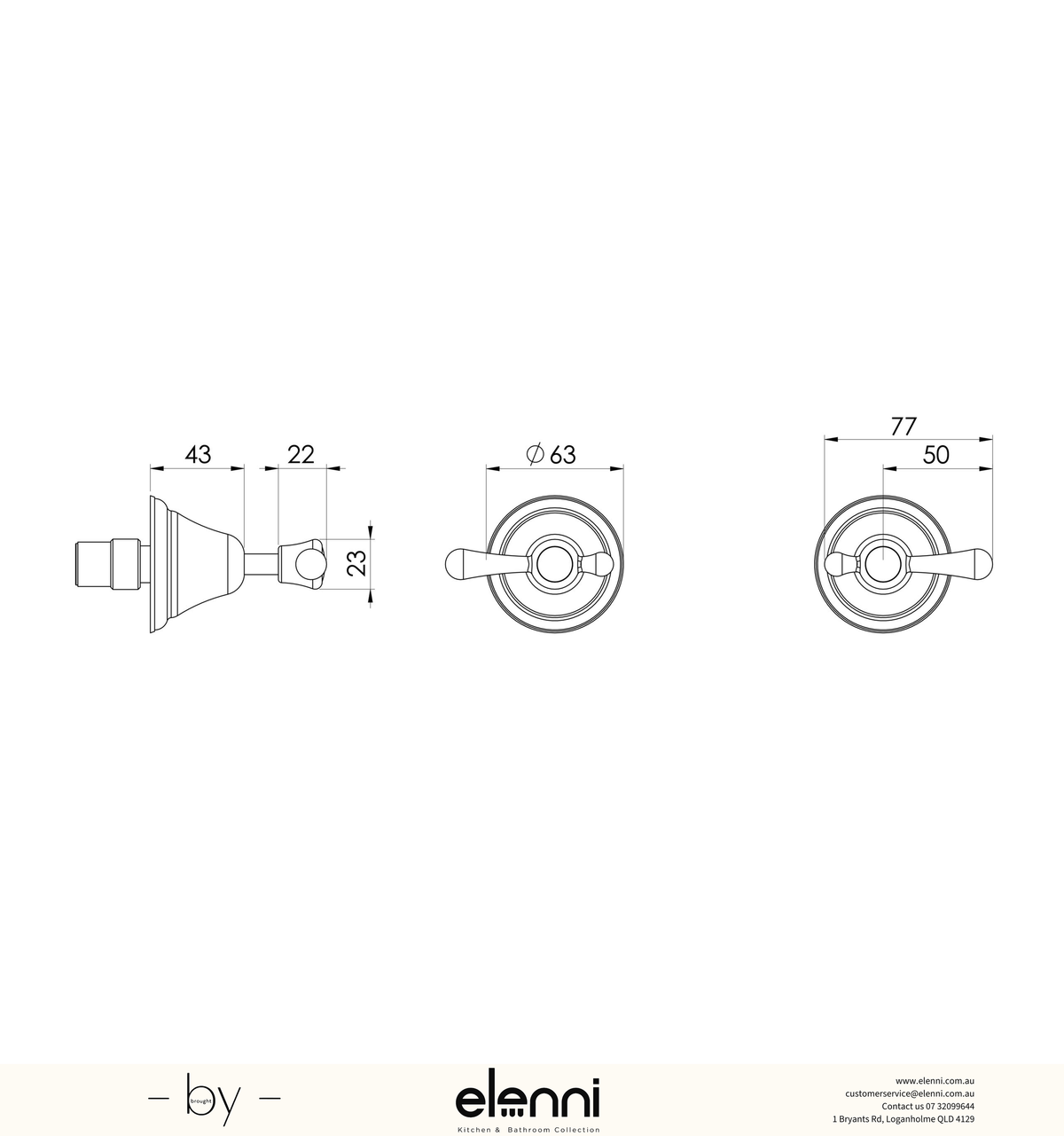 Rhapsody Lever Wall Top Assemblies - Lead Free - Elenni specification drawing