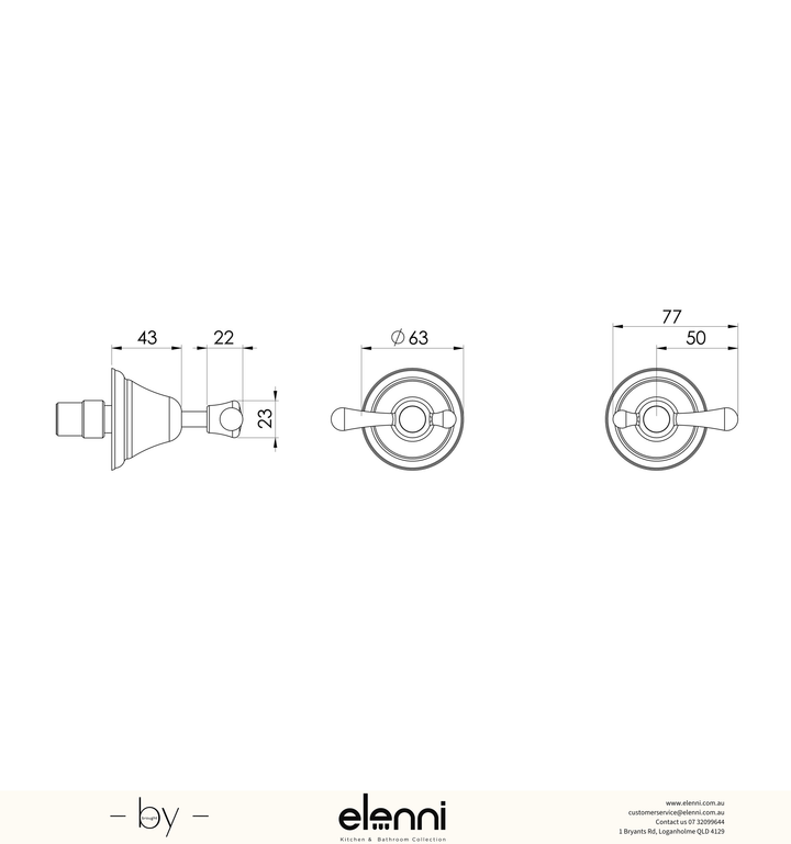 Rhapsody Lever Wall Top Assemblies - Lead Free - Elenni specification drawing