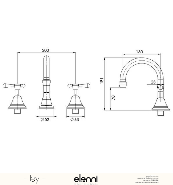 Rhapsody Lever Basin Set - Lead Free - Elenni specification drawing