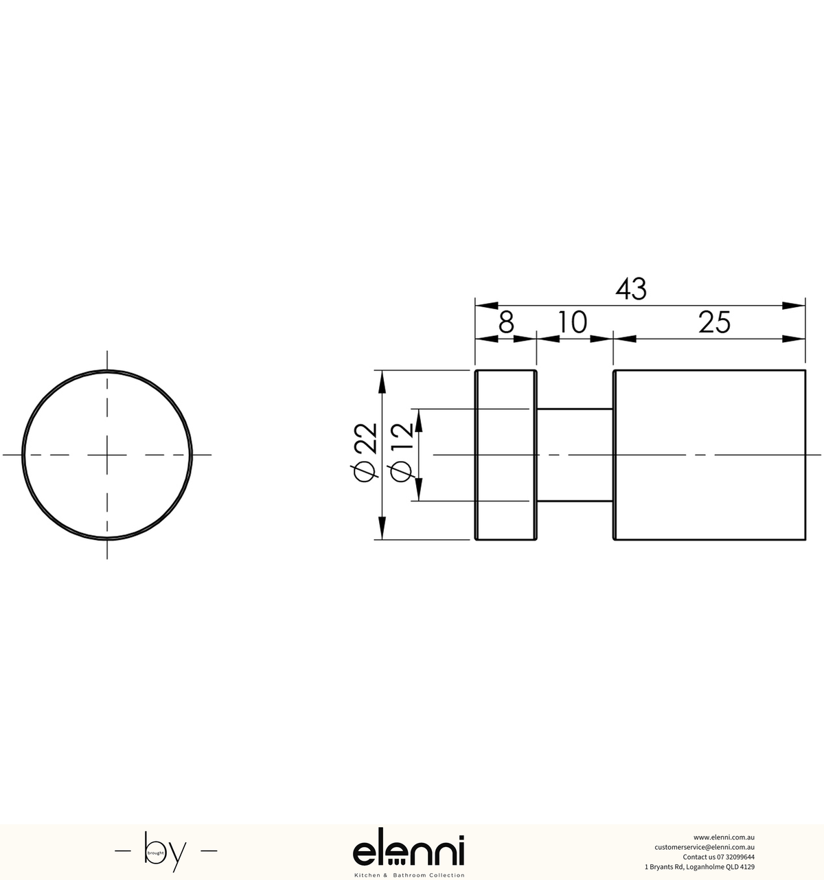 Vivid Robe Hook - Elenni specification drawing